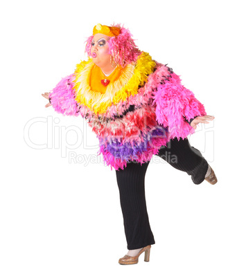 Cheerful man, Drag Queen, in a Female Suit