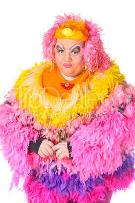 Cheerful man, Drag Queen, in a Female Suit