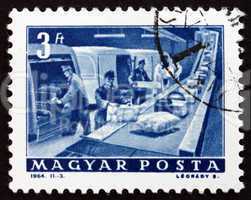 Postage stamp Hungary 1964 P.O. Parcel Conveyor