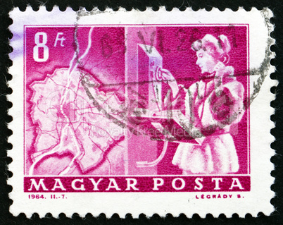 Postage stamp Hungary 1964 Automatic Dial Phone