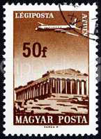 Postage stamp Hungary 1966 Plane over Athens