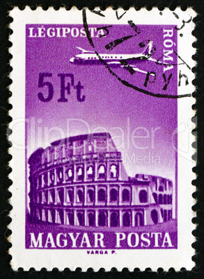 Postage stamp Hungary 1966 Plane over Rome