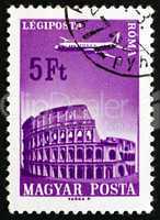 Postage stamp Hungary 1966 Plane over Rome