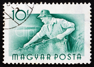 Postage stamp Hungary 1955 Fisherman, Profession