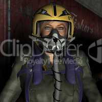 Pilot mit Maske und Helm