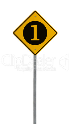Isolated Yellow driving warning sign one