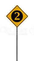 Isolated Yellow driving warning sign two