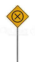 Isolated Yellow driving warning sign x circle