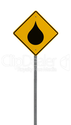 Isolated Yellow driving warning sign water drop