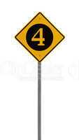 Isolated Yellow driving warning sign four