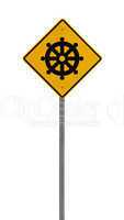 Isolated Yellow driving warning sign ship