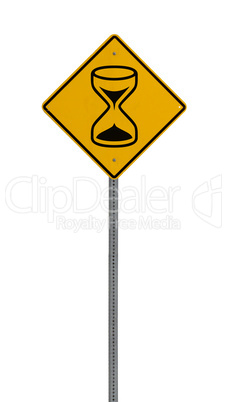 Isolated Yellow driving warning sign time