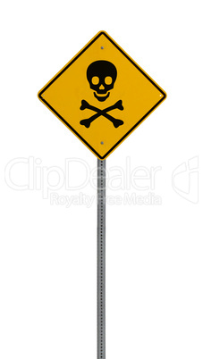 Isolated Yellow driving warning sign cross bones