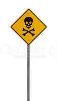 Isolated Yellow driving warning sign cross bones