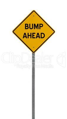 Isolated Yellow driving warning sign bump ahead