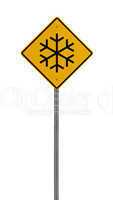 Isolated Yellow driving warning sign snow flake