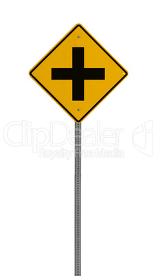 Isolated Yellow driving warning sign +