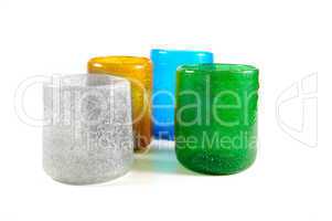 Multi coloured glass cups
