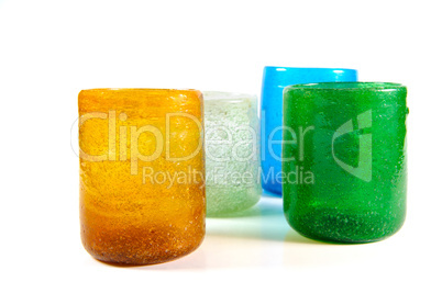 Multi coloured glass cups