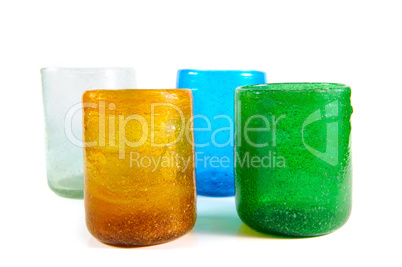 Multi coloured glass cups