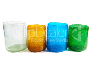 Multi coloured glass cups