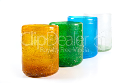 Multi coloured glass cups