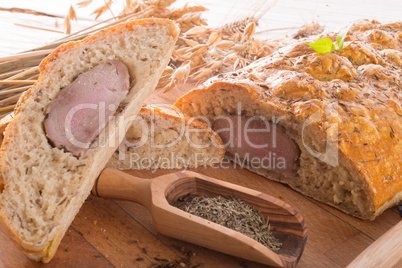 pork fillet in the bread brown