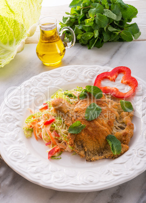 baked oyster mushrooms with fresh savoy cabbage salad