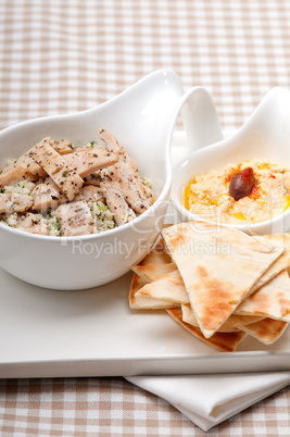 chicken taboulii couscous with hummus