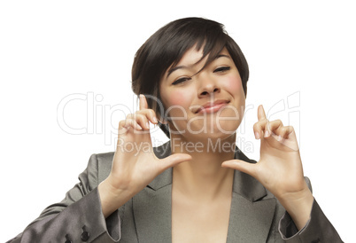 Mixed Race Young Adult Woman Hands Framing Face