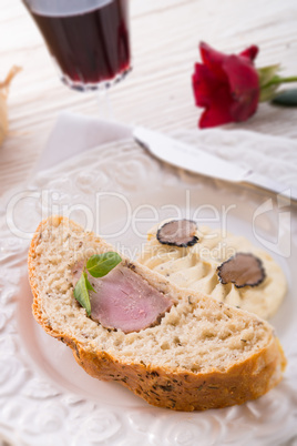 pork fillet in the bread brown