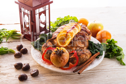 baked turkey with chestnut filling and orange