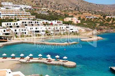 Beach at the modern luxury hotel, Crete, Greece