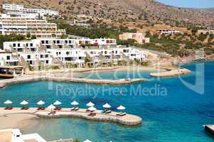 Beach at the modern luxury hotel, Crete, Greece