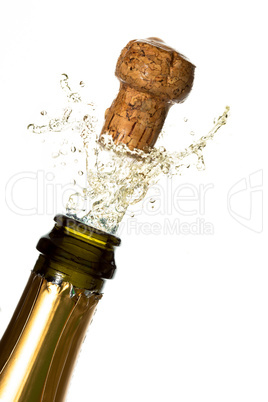 Close up of champagne cork popping