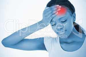 Woman with highlighted headache