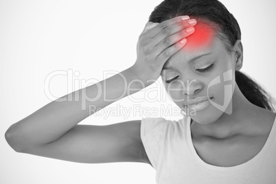 Woman with highlighted red headache
