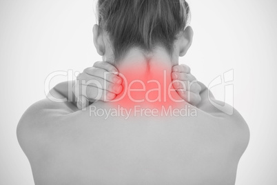Woman touching highlighted neck pain