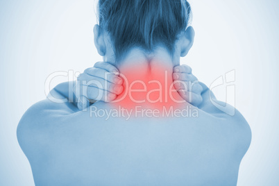 Woman with highlighted neck pain