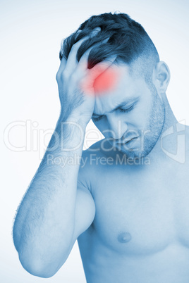 Man rubbing highlighted pain in head
