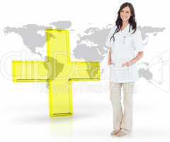 Nurse standing by digital yellow cross