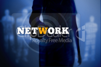 Silhouette of woman touching network button