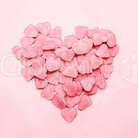 Heart made of pink candy