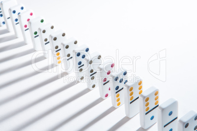 Line of colourful dominoes