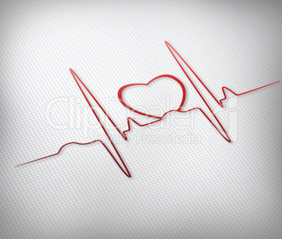 Red ECG line with healthy heart graphic