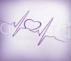 Purple ECG line with heart graphic