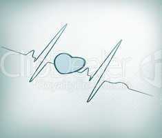 Teal ECG line with heart graphic