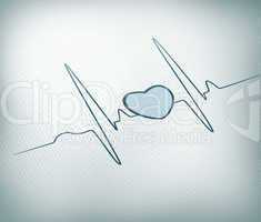 Teal ECG line with healthy heart graphic