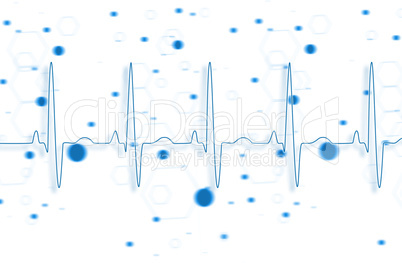 Blue ECG line on blue chemical formula background