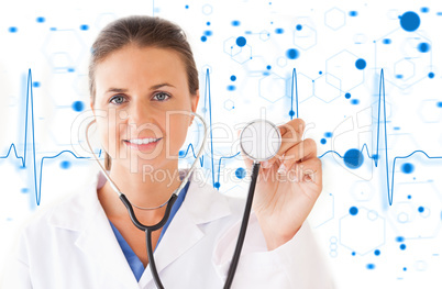 Doctor holding up a stethoscope